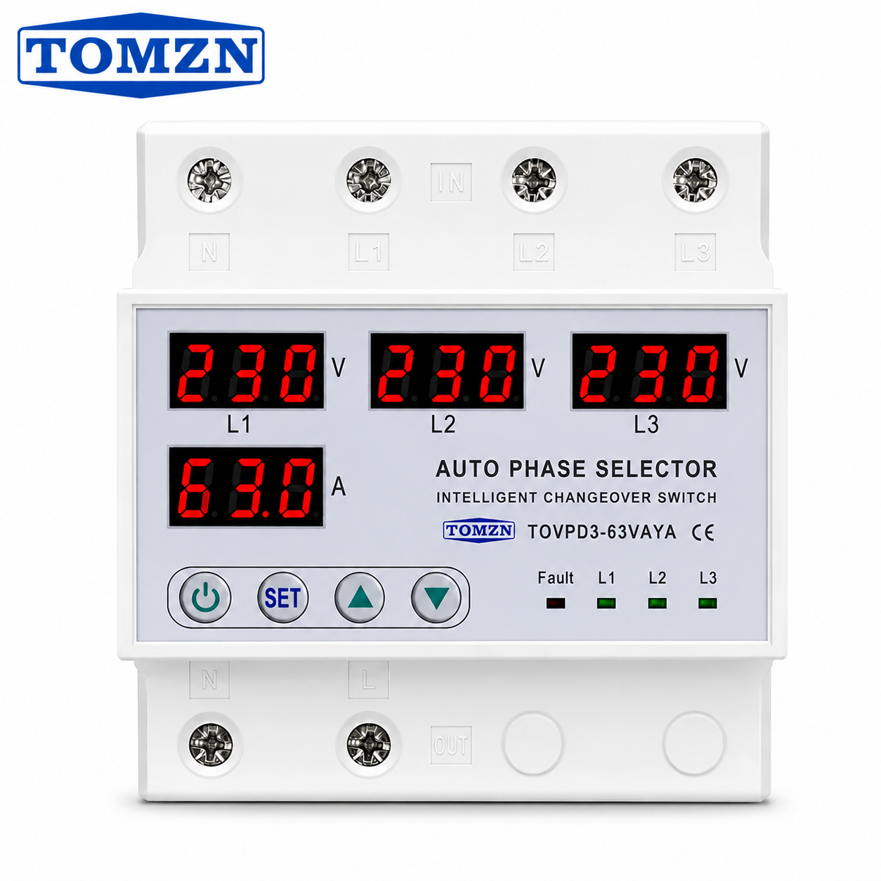 Auto Phase Selector 63A – Intelligent 3 Phase Automatic Changeover Switch